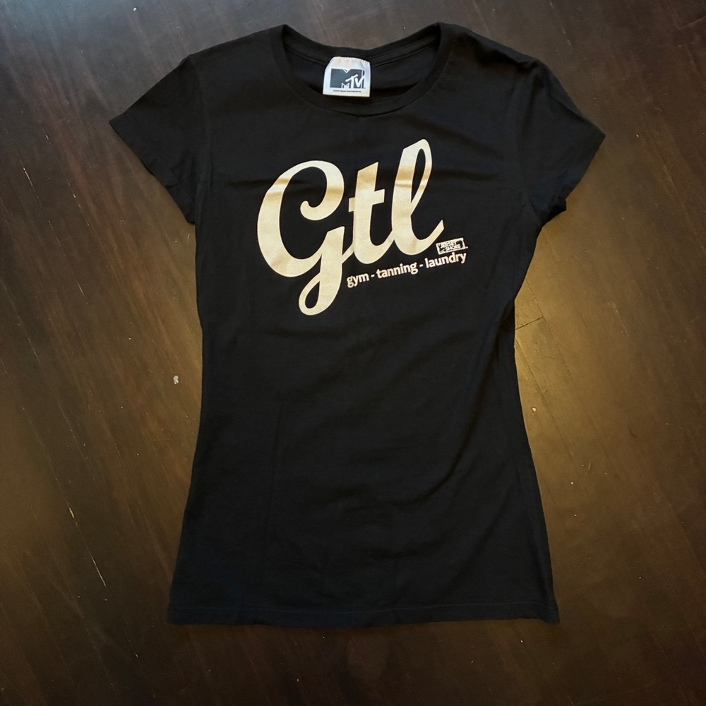 MTV Black Graphic Tee - GTL Gym Tanning Laundry, size small